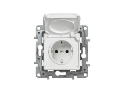 Контакт шуко с капаче и детска защита 2P+E 16A IP44 Бял