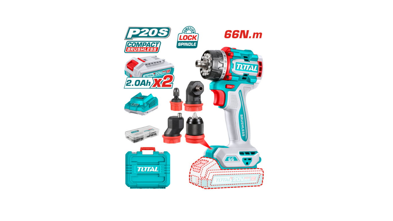 ������������ ��������� ��� �������� ����� TOTAL INDUSTRIAL, 20 V, 66 Nm, 2 x 2 Ah